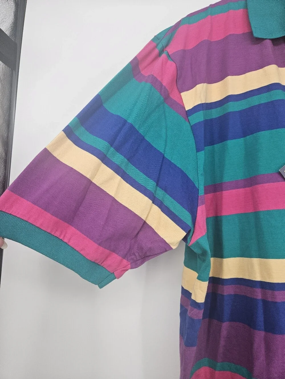 Vintage Deadstock Chaps Ralph Lauren 90s Striped Monogrammed Long Polo Shirt NWT